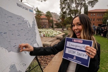 Kaela Hiatt learns she will remain in Tucson to train in emergency medicine.