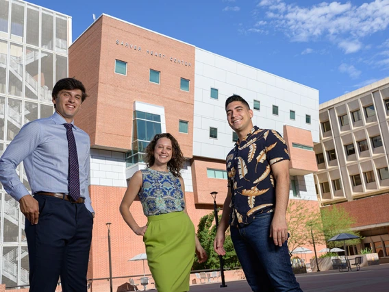 students standing in front of Sarver Heart Center