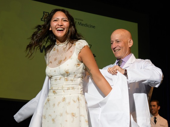 Medical student receives a white coat