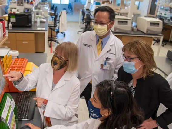 Dr. Cress joins doctoral student Shekha Tahsin and mentors Drs. Miranti and Lee.