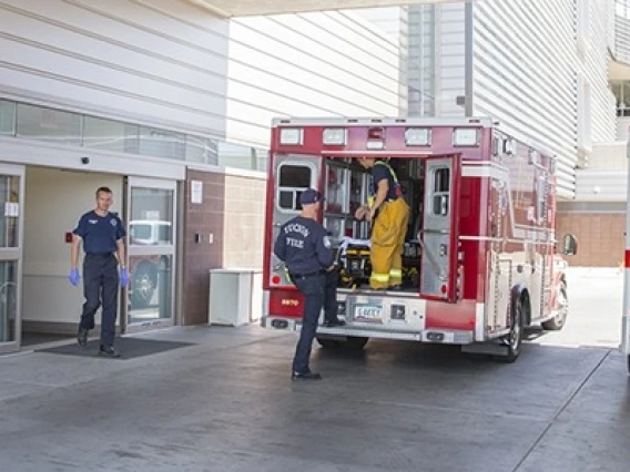 Ambulances at ED patient entrance