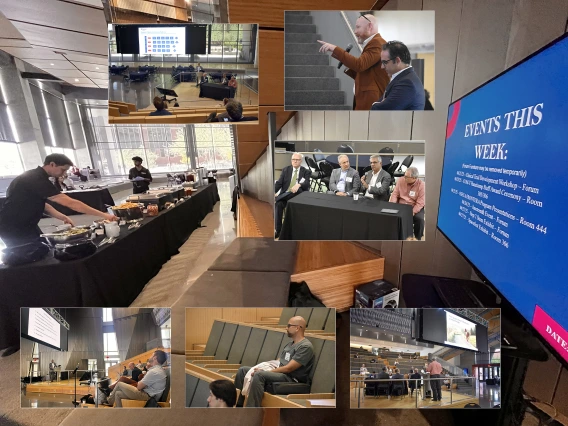 [A collage of images from the 2025 Clinical Trial Development Workshop, hosted June 25 in the HSIB Forum by U of A College of Medicine – Tucson associate dean of clinical research Franz Rischard, DO, and his event co-leader Jarrod Mosier, MD, vice chair of research for the Department of Emergency Medicine.]
