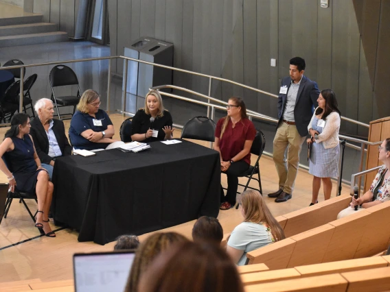 [Simona Janisch, MS, assistant director of the U of A Human Subjects Research Program, replies to a question on ins and outs of the program and complying with its requirements to ensure safe research participation at the University of Arizona.]