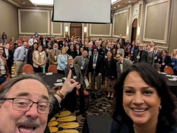 [Selfie with ACP-AZ Chapter Governor Allan Markus, MD, and 2024 Scientific Meeting chair, Indu Partha, MD, after one of the talks.]