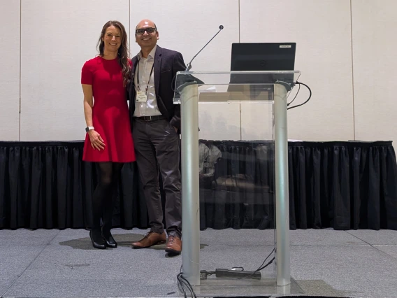 [Bujji Ainapurapu, MD, FACP (right), DOM assistant professor, Inpatient Medicine division, and IM Residency Program – Tucson associate program director, with 2025 ACP-AZ Scientific Meeting chair Krystal Renszel, DO FACP. Dr. Ainapurapu is meeting chair for the 2026 Scientific Meeting hosted Nov. 6-7 at Tucson’s Casino del Sol Resort.]