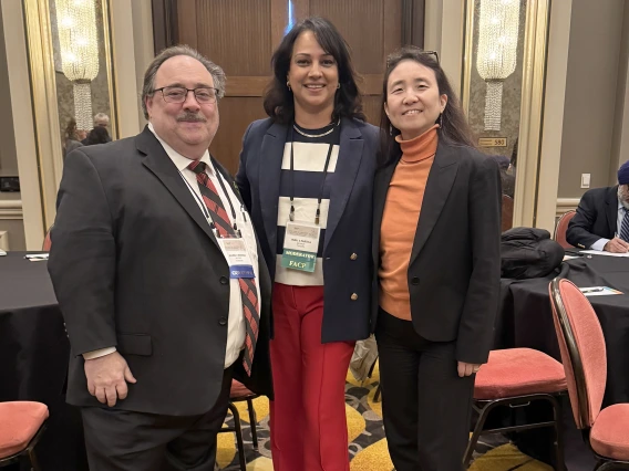 [ACP-AZ Chapter Governor Allan Markus, MD; 2024 Scientific Meeting Chair Indu Partha, MD; and the event’s keynote speaker Elisa Choi, MD.]