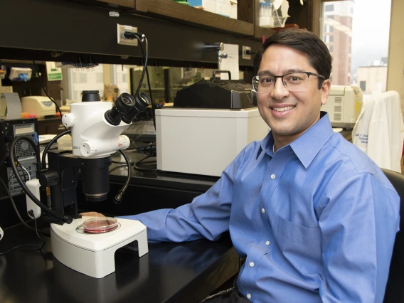 [Ronadip Banerjee, MD, PhD, in his lab at Johns Hopkins University in Baltimore]