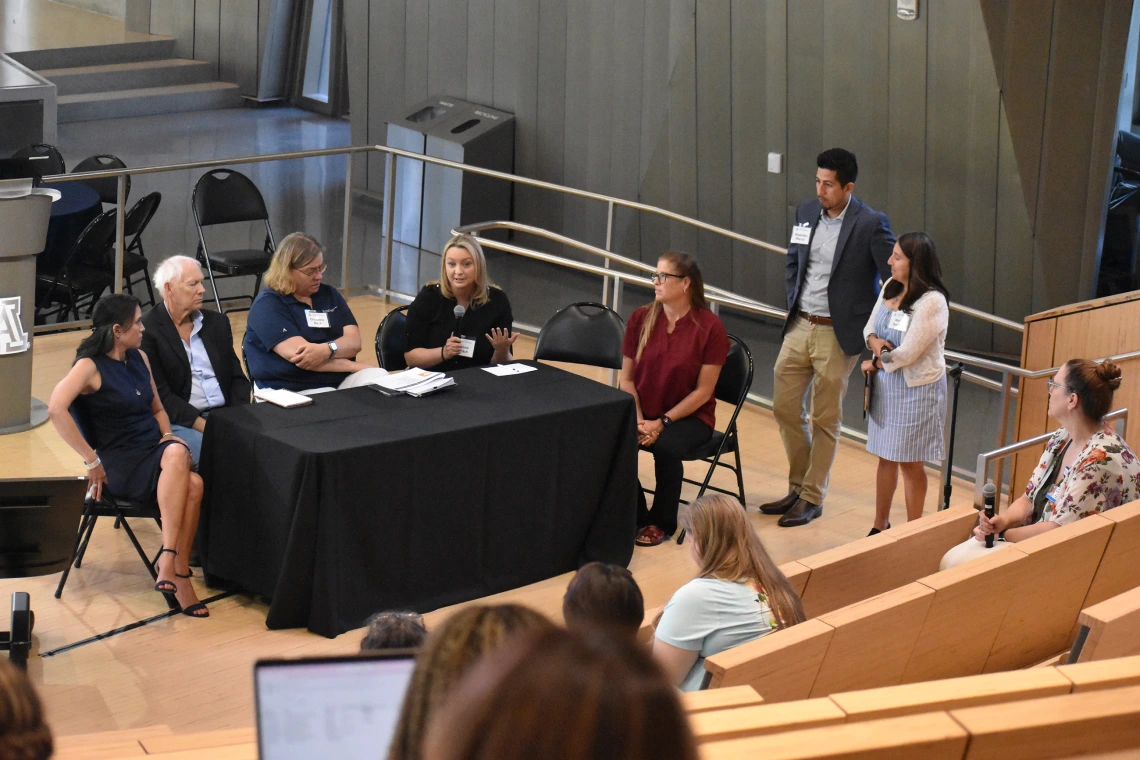 [Simona Janisch, MS, assistant director of the U of A Human Subjects Research Program, replies to a question on ins and outs of the program and complying with its requirements to ensure safe research participation at the University of Arizona.]