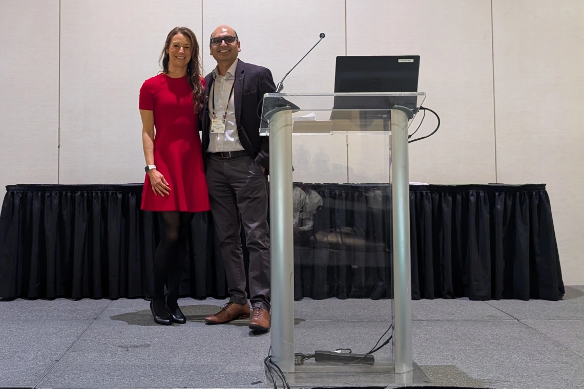 [Bujji Ainapurapu, MD, FACP (right), DOM assistant professor, Inpatient Medicine division, and IM Residency Program – Tucson associate program director, with 2025 ACP-AZ Scientific Meeting chair Krystal Renszel, DO FACP. Dr. Ainapurapu is meeting chair for the 2026 Scientific Meeting hosted Nov. 6-7 at Tucson’s Casino del Sol Resort.]