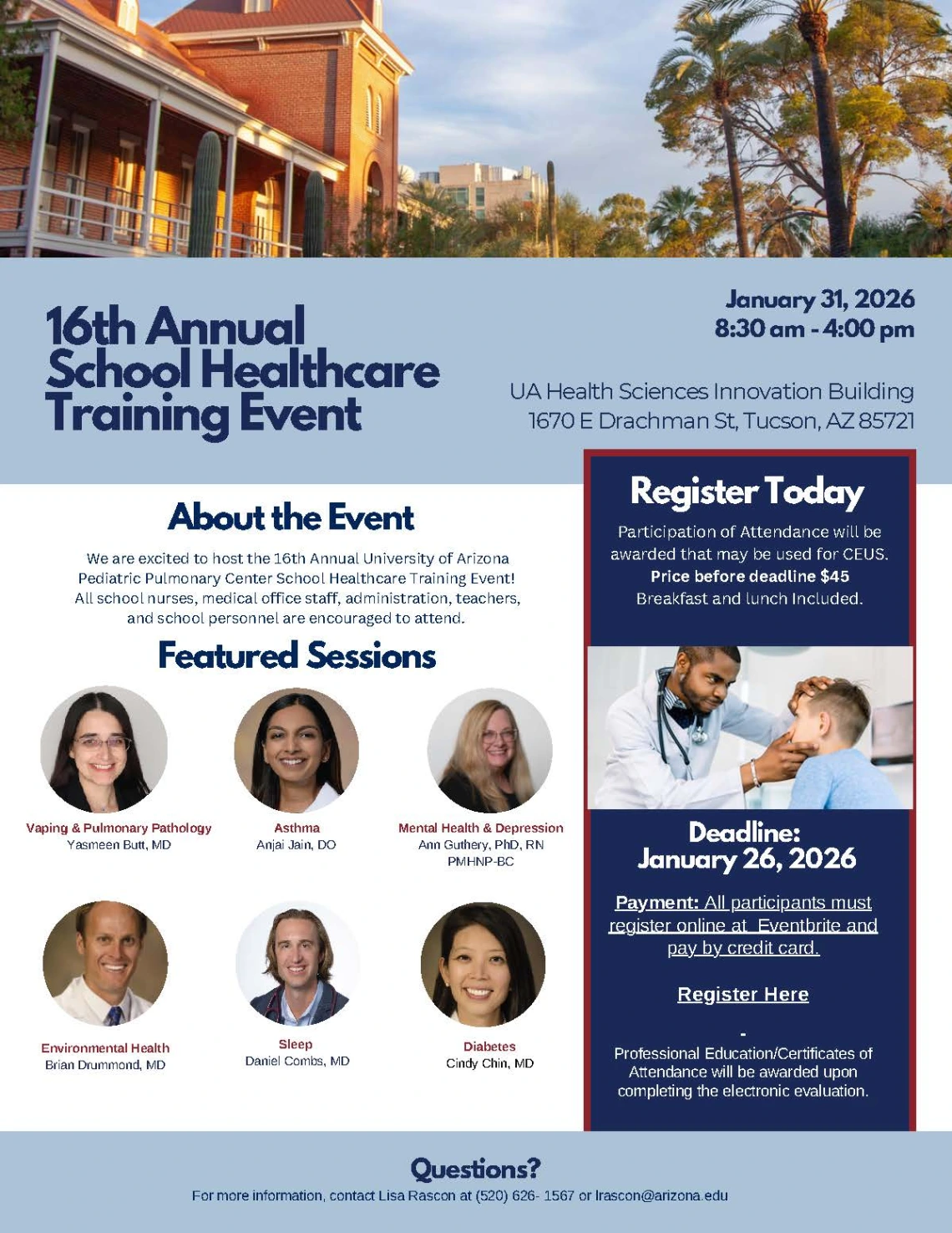 School Healthcare Speakers and Topics along with Registration Link