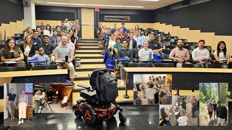 [Collage of images from new intern welcome events hosted by the Internal Medicine Residency Program – Tucson, the largest residency program at the U of A College of Medicine – Tucson, including orientation day (June 16), Mount Lemmon hike (June 22), web profile photo day (June 27), and IM research mixer (June 30).]