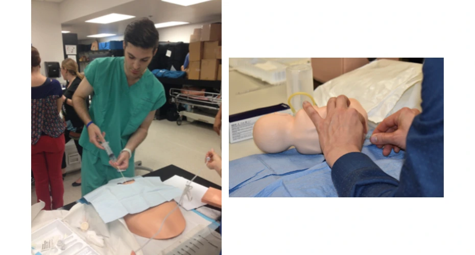 medical students in a simulation lab