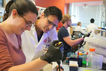 Isabelle Tobey (left) and Samuel Campos, PhD (right)