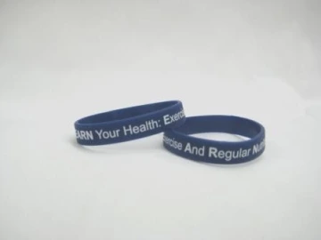 Blue Wrist Band - with words - Exercise and Regular Nutrition