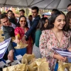 Fourth-year medical students collect gift bags before learning where they will spend the next several years in residency training programs.