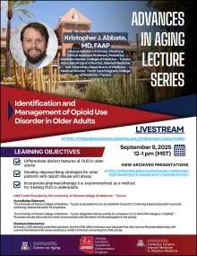 [Image of flyer for this event: Advances in Aging Lecture with Kris Abbate, MD, 09.08.2025]