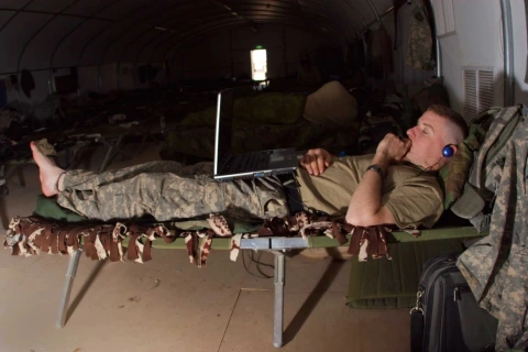 soldier reclining